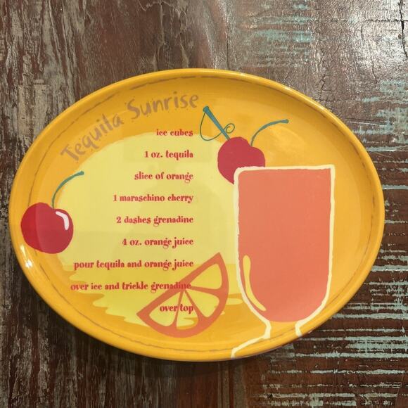 Precidio Mixed Drink Recipe Snack Plate Set of 4 Plates Trinket Trays Home Decor - Picture 3 of 7